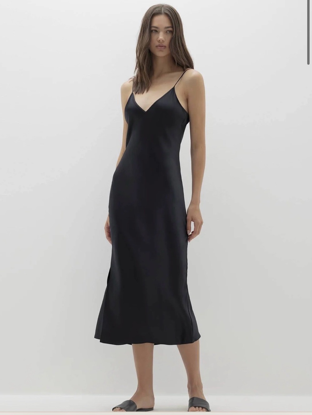 Naked Cashmere - Jenna Black Silk Midi Slip Dress